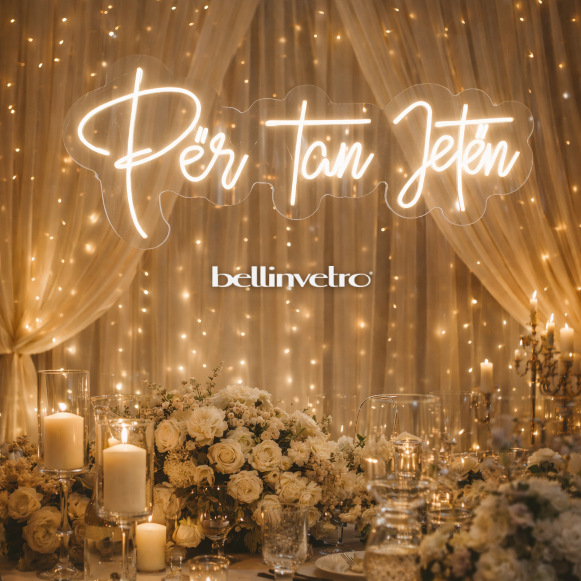 Insegna a neon led per locale BELLINVETRO LOGO AZIENDALE