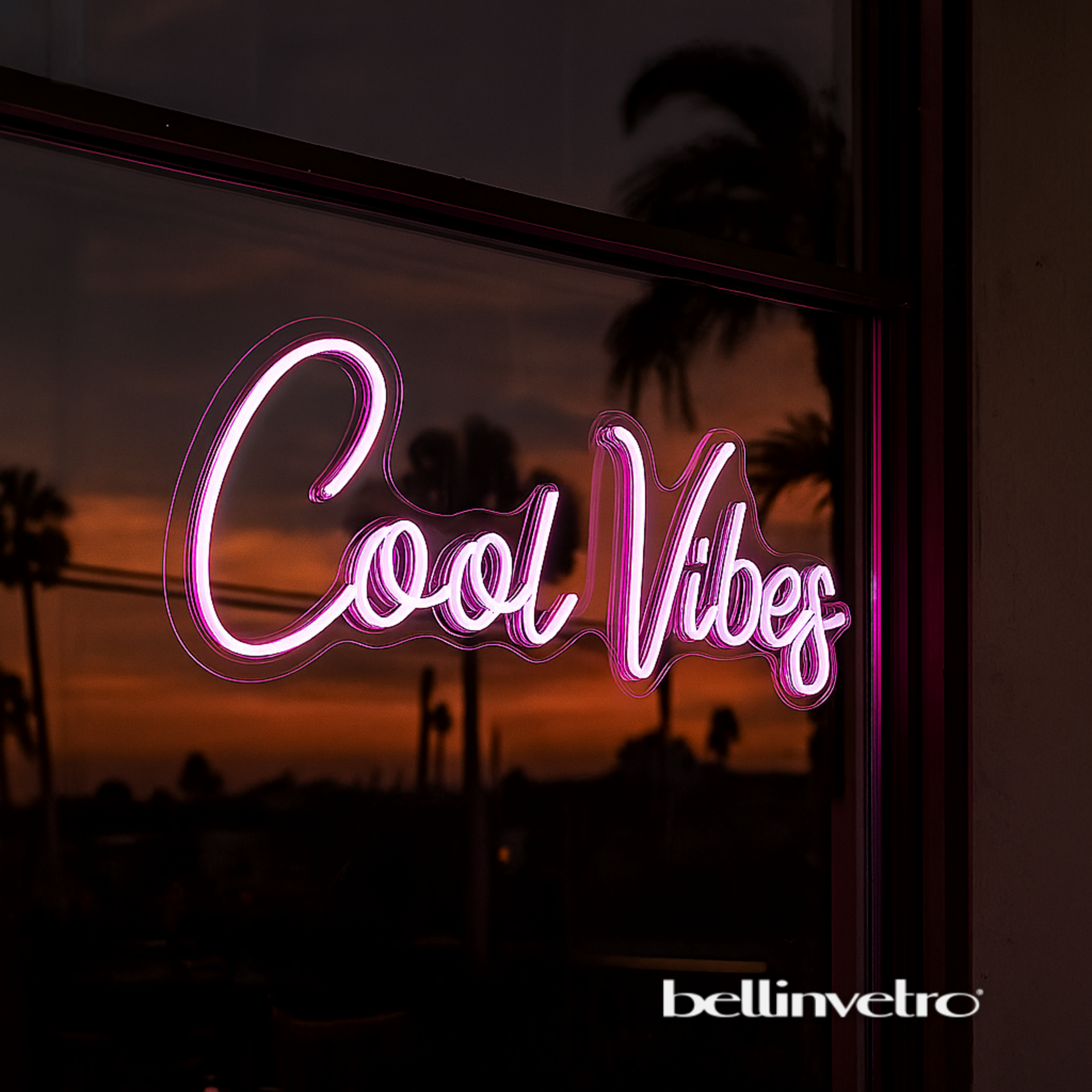 Insegna a neon led per locale BELLINVETRO LOGO AZIENDALE
