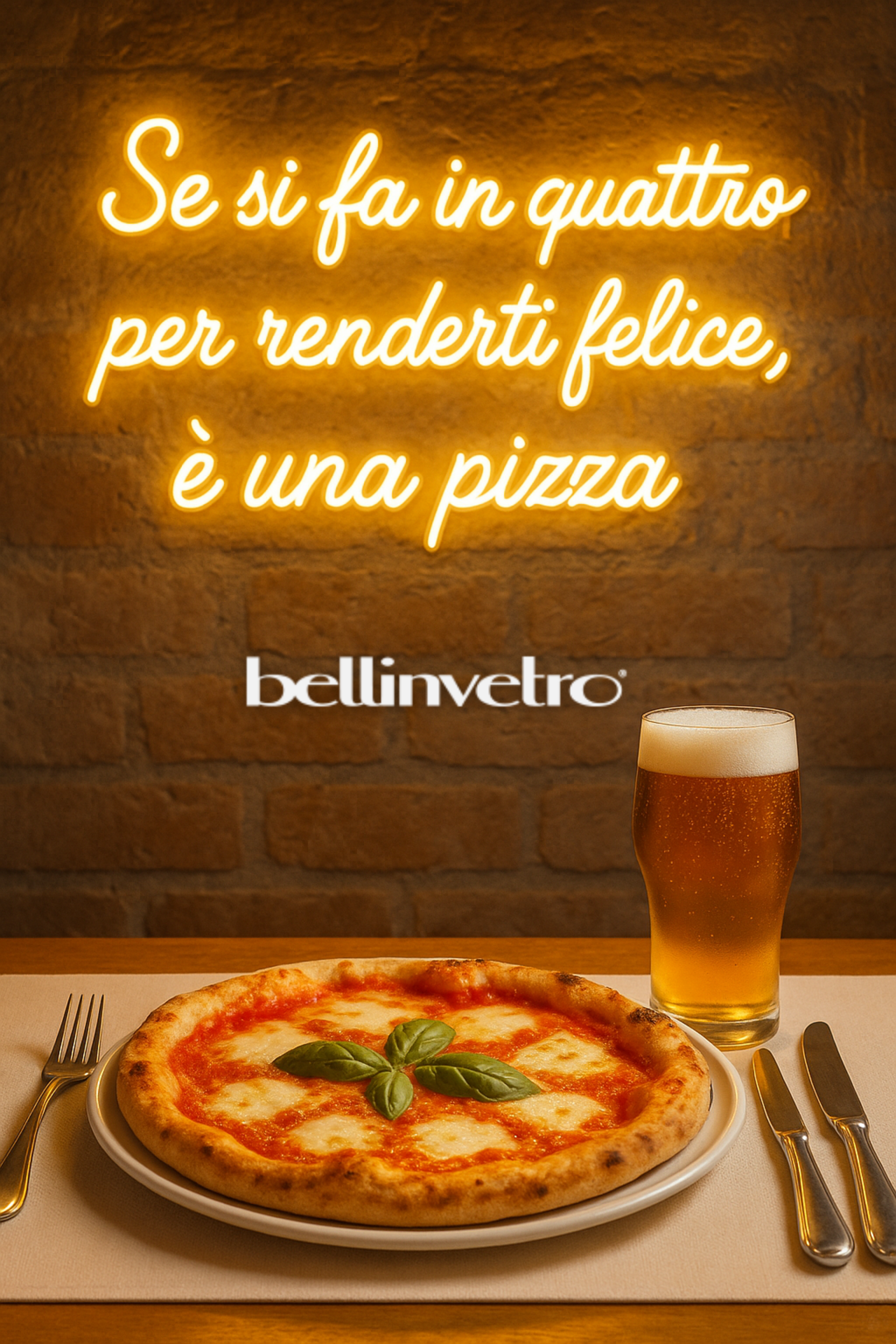 Insegna a neon led per locale BELLINVETRO LOGO AZIENDALE