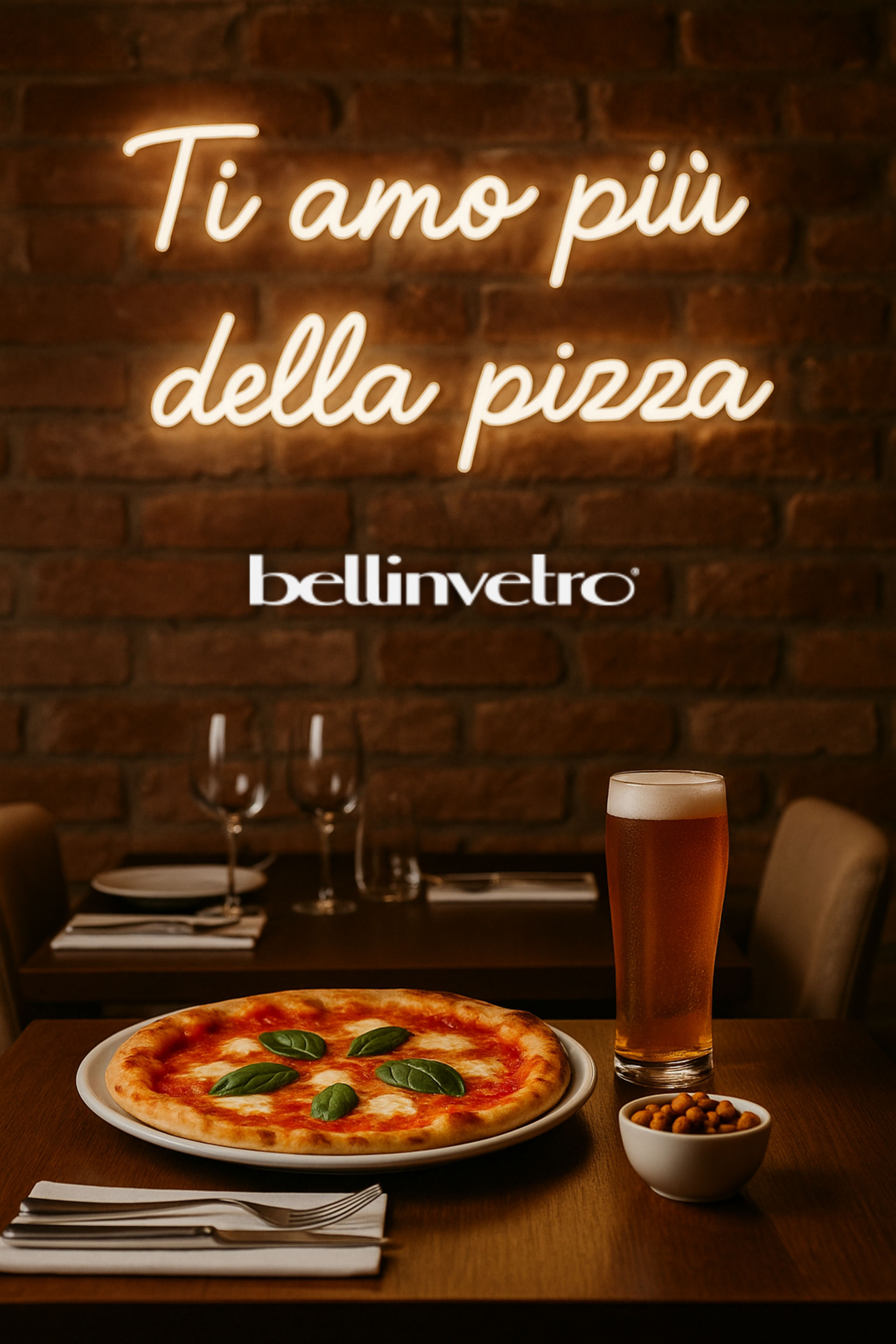 Insegna a neon led per locale BELLINVETRO LOGO AZIENDALE