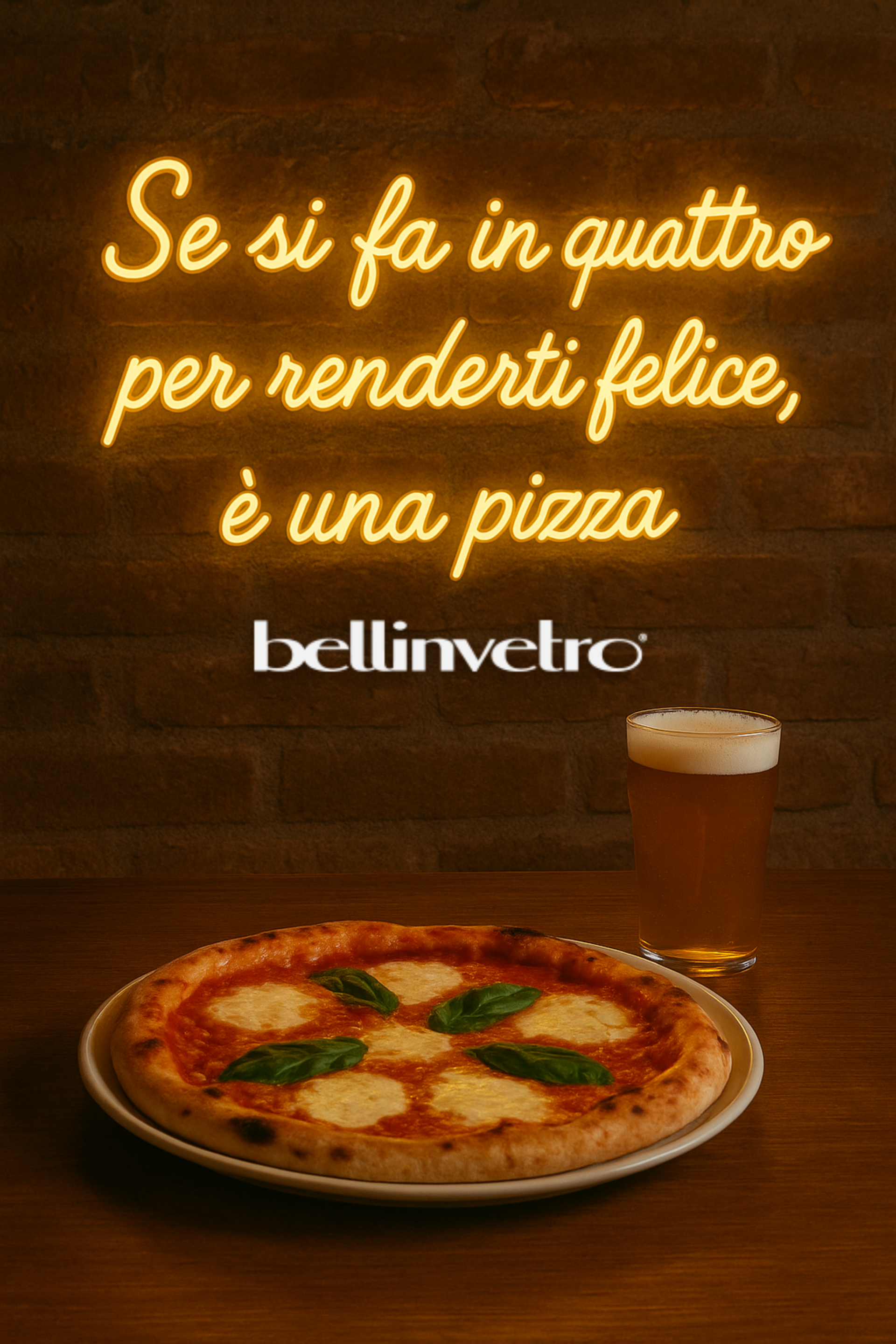 Insegna a neon led per locale BELLINVETRO LOGO AZIENDALE