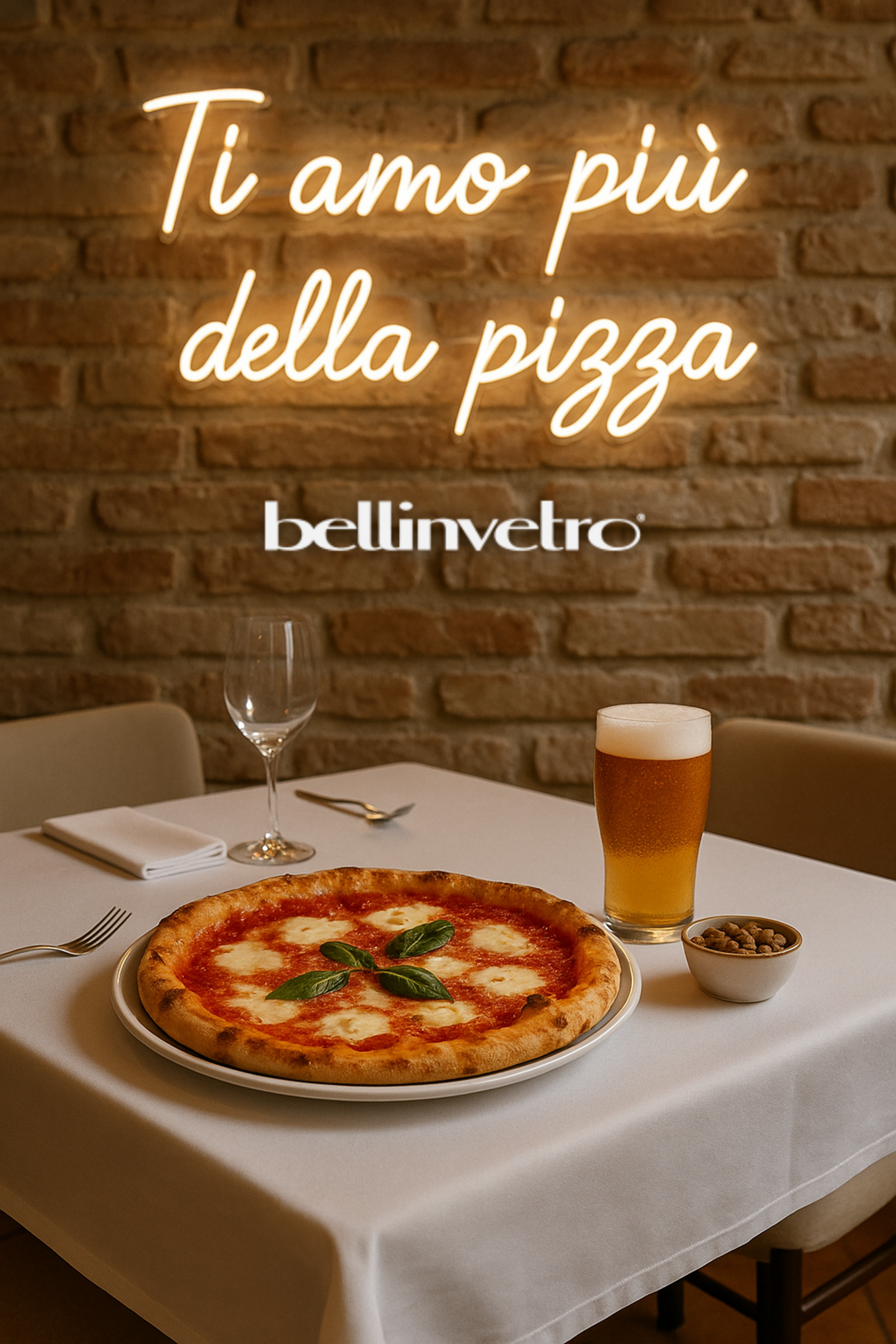 Insegna a neon led per locale BELLINVETRO LOGO AZIENDALE