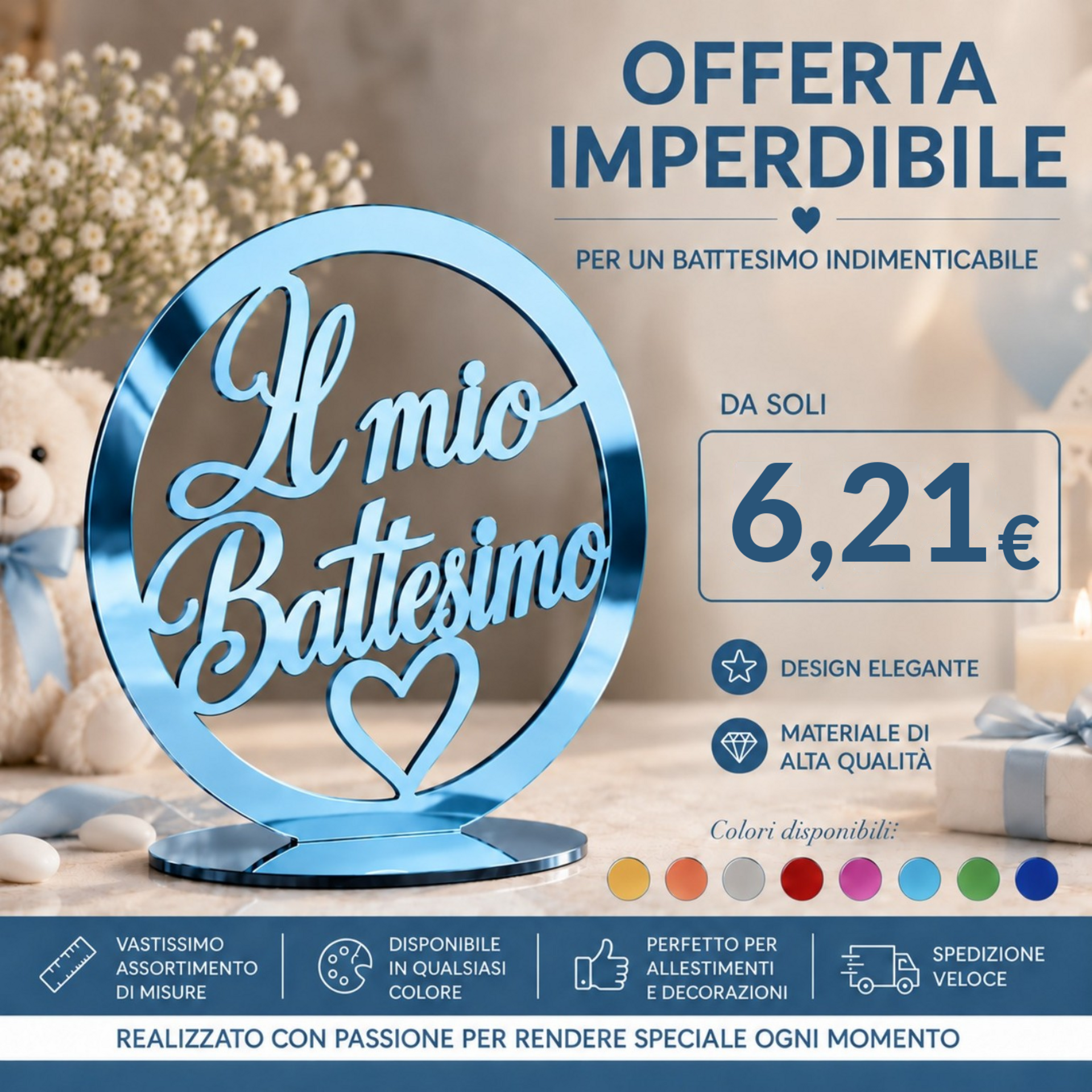 Cerchio in plexiglass specchiato "Il mio battesimo" BELLINVETRO VR 1210