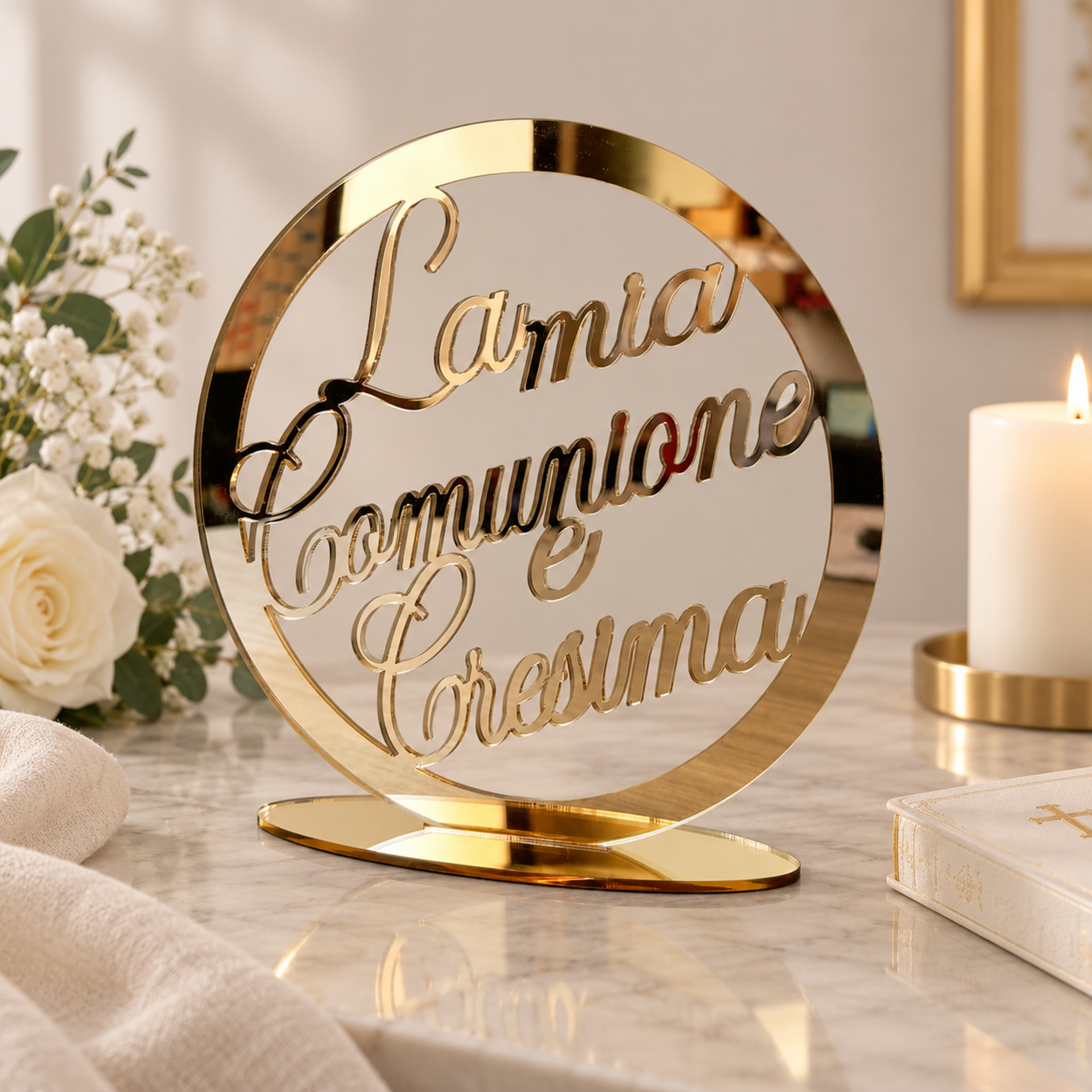 Cerchio in plexiglass specchiato "La Mia Comunione e Cresima" BELLINVETRO VR 1211