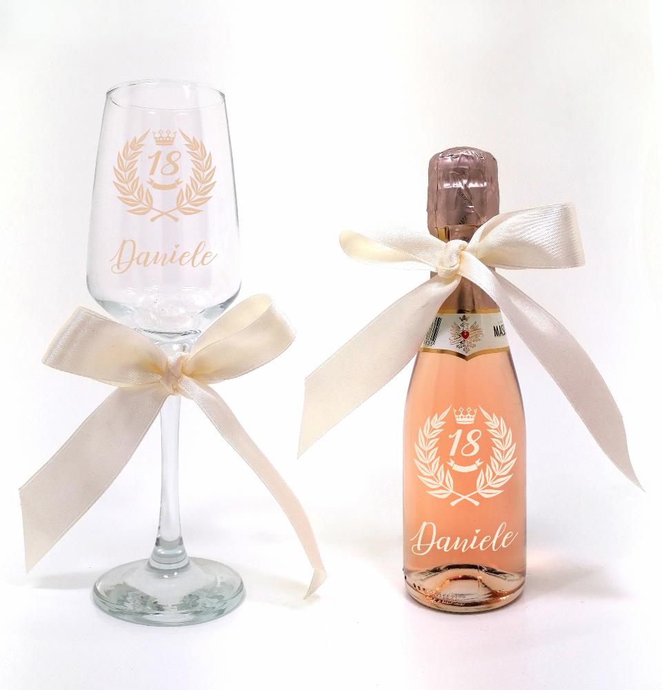 Bottiglia decorata monocolore  compleanno 18 anni MASCHIO ROSE' 200 ML DEC 02