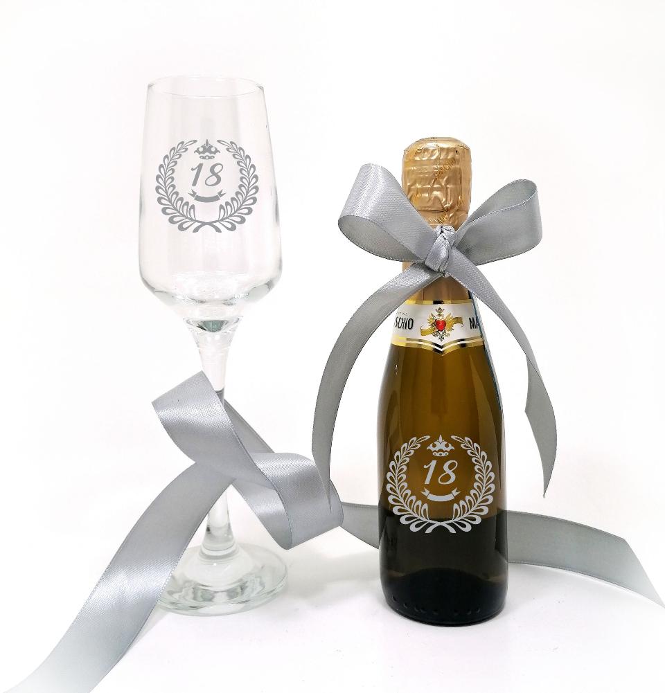 Bottiglia decorata monocolore compleanno 18 anni MASCHIO PROSECCO 200 ML DEC 09