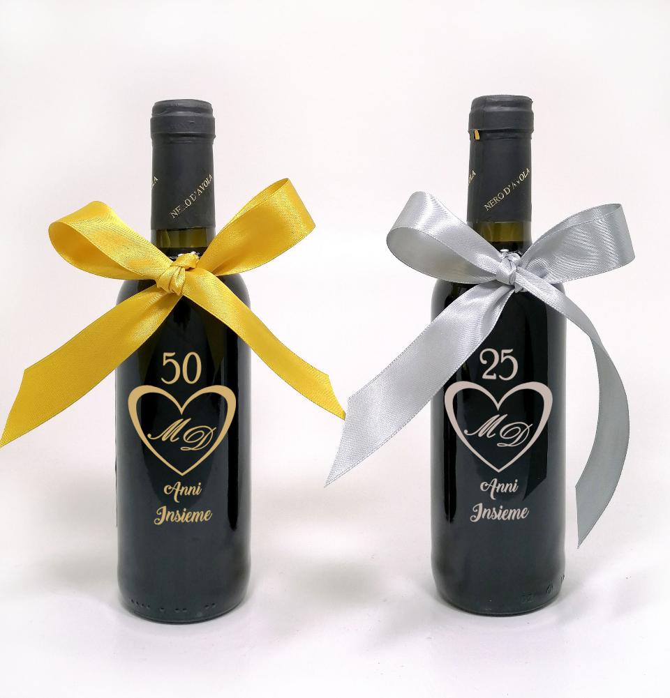 Bottiglia decorata monocolore 25-50 anniversario matrimonio PERLA VINO 375 ML DEC 32