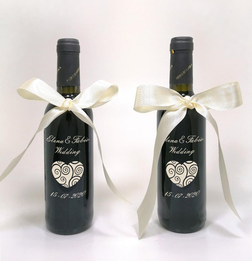 Bottiglia decorata monocolore matrimonio PERLA VINO 375 ML DEC 37