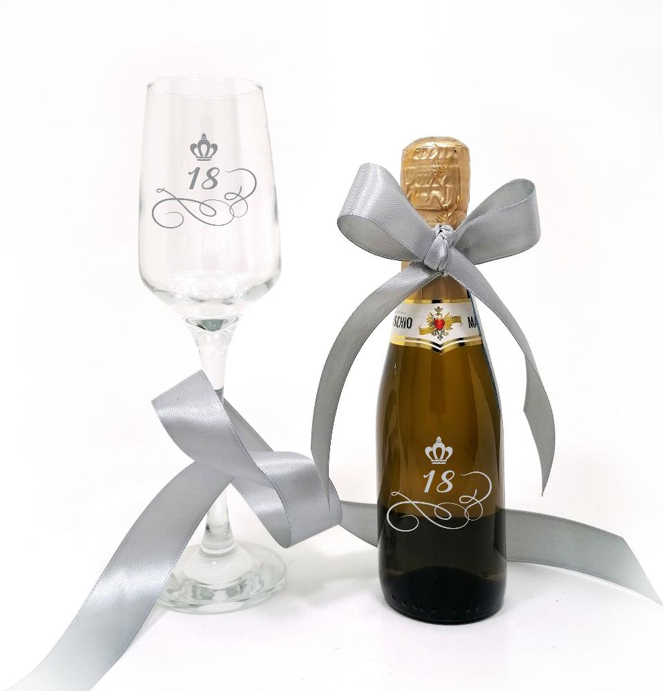 Bottiglia decorata monocolore 18 anni compleanno MASCHIO PROSECCO 200 ML DEC 45