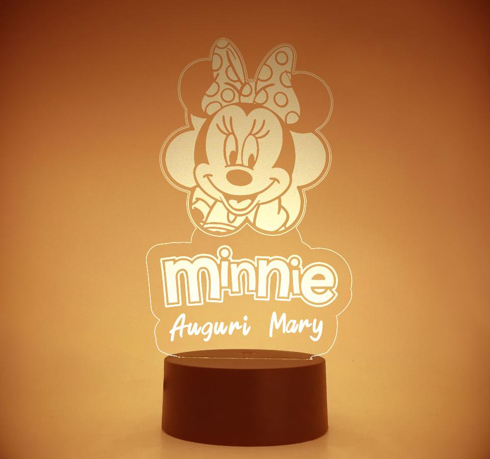 Lampada LED in plexiglass | NIGHT LIGHT | minnie con fiocco BELLINVETRO VR 39