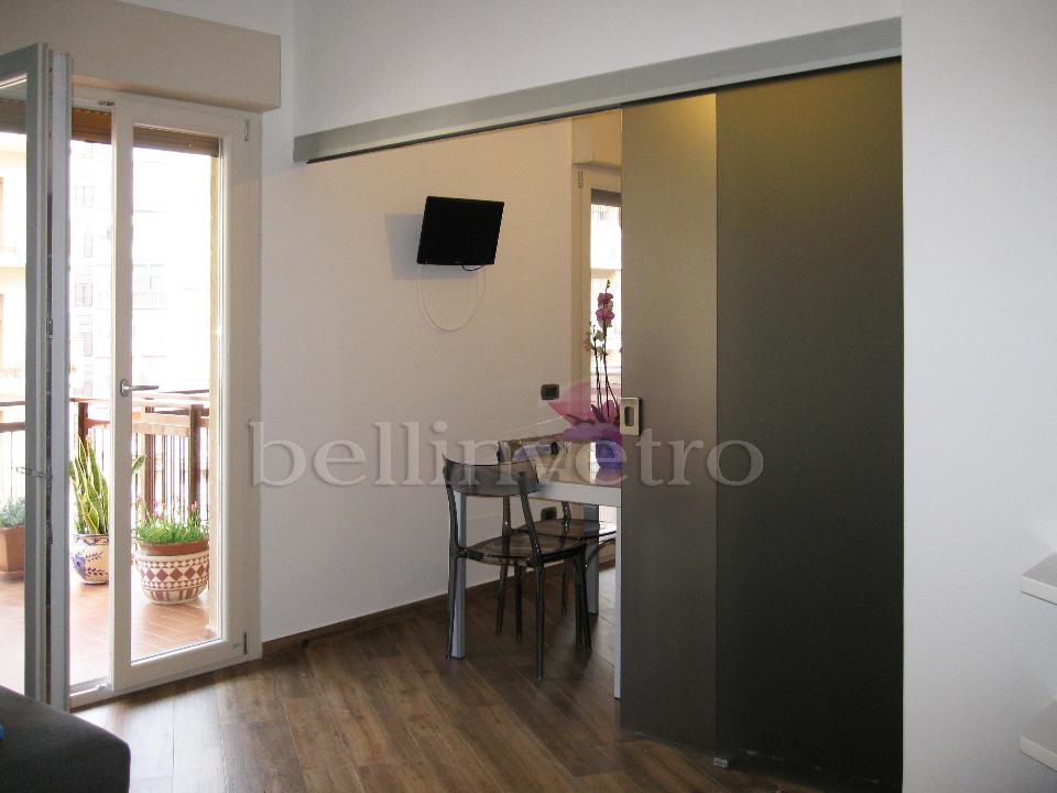 Porta telescopica in vetro bronzo satinato bellinvetro cod 667