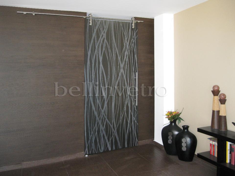 Porta in vetro  bronzo scorrevole esterno muro bellinvetro cod 626