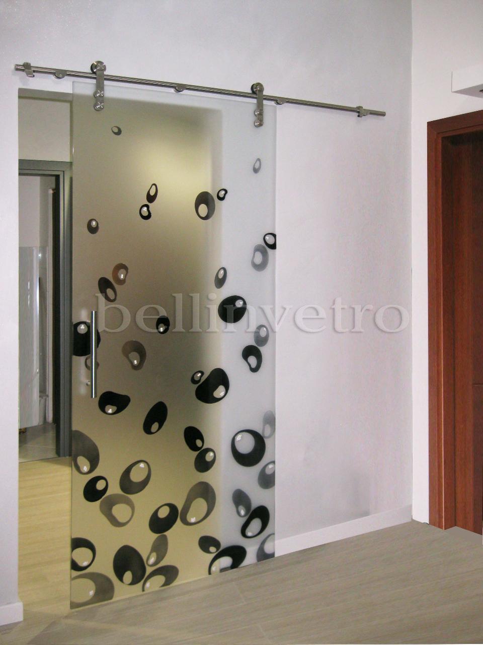 Porta in vetro temperato da 8 mm inciso bellinvetro cod 663