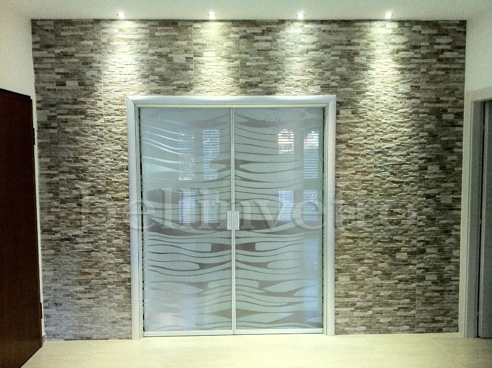 Porta in vetro intelaiata a scomparsa bellinvetro cod 595