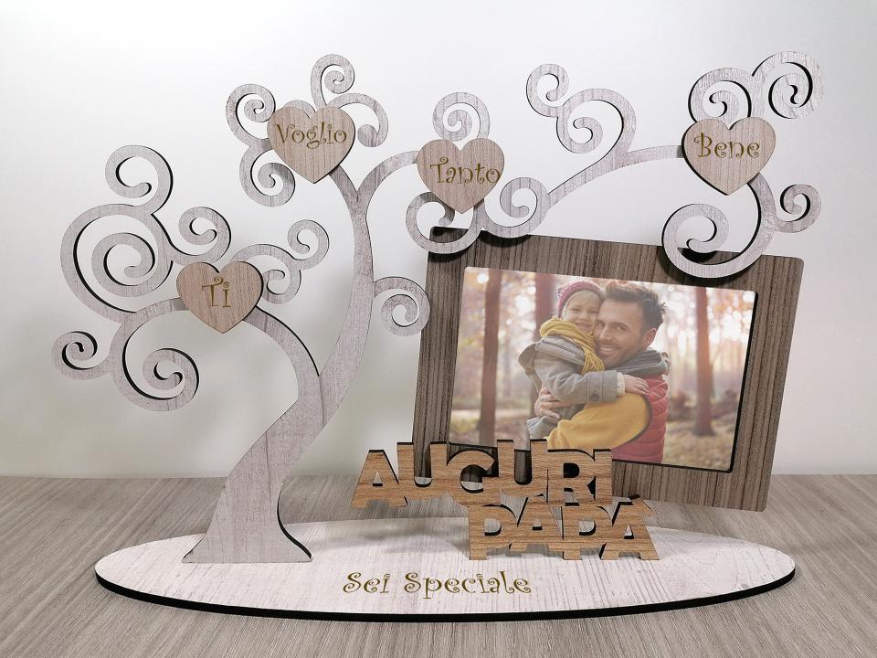 Portafoto con albero della vita in legno auguri papa' BELLINVETRO  VR 17 AUGURI PAPA'