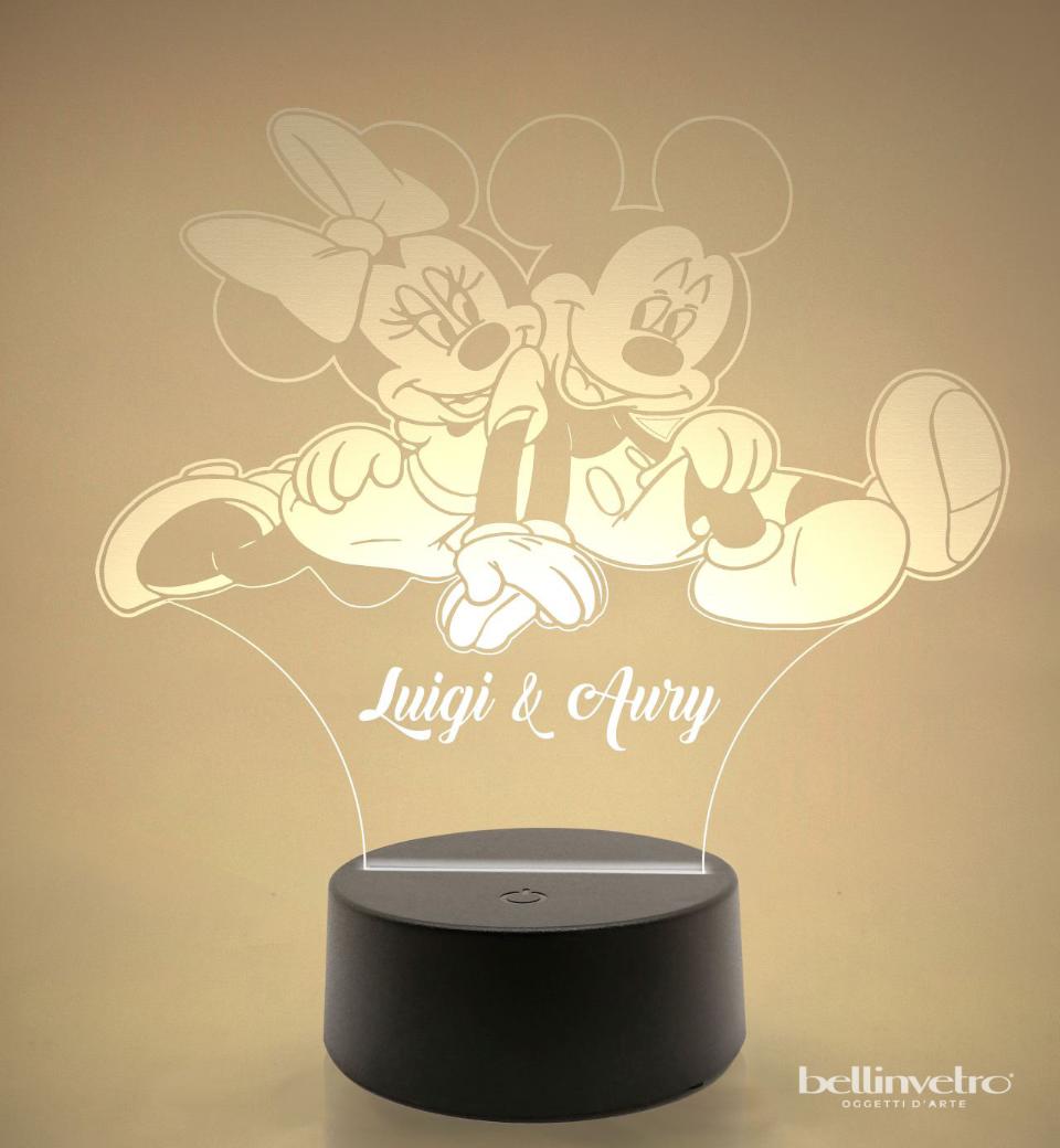 Lampada LED in plexiglass | NIGHT LIGHT | minnie e topolino BELLINVETRO VR 49