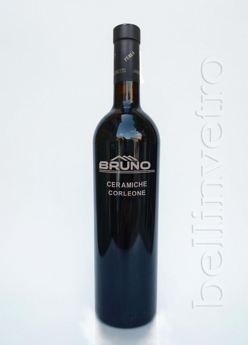 Bottiglia incisa e dipinta a mano regalo aziendale VINO CANTINE PAOLINI 14