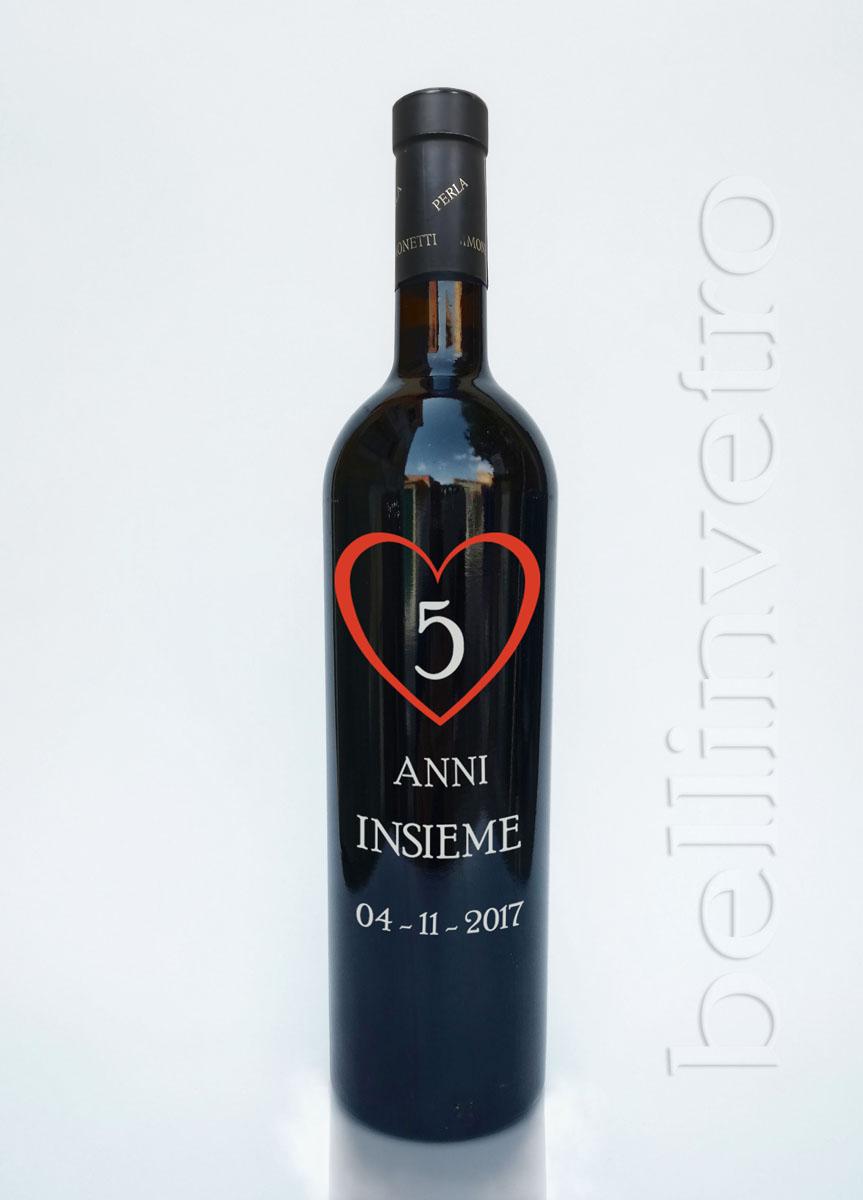 Bottiglia incisa e dipinta a mano anniversario VINO CANTINE PAOLINI 33