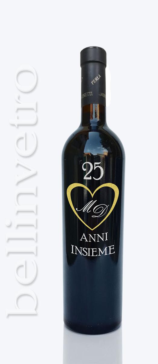 Bottiglia incisa e dipinta a mano 25 anniversario VINO CANTINE PAOLINI 51