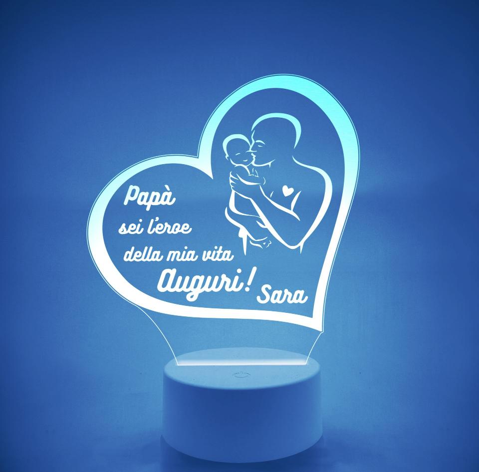 Lampada LED in plexiglass | NIGHT LIGHT | papa' con bimba neonata | festa del papa' BELLINVETRO VR 117