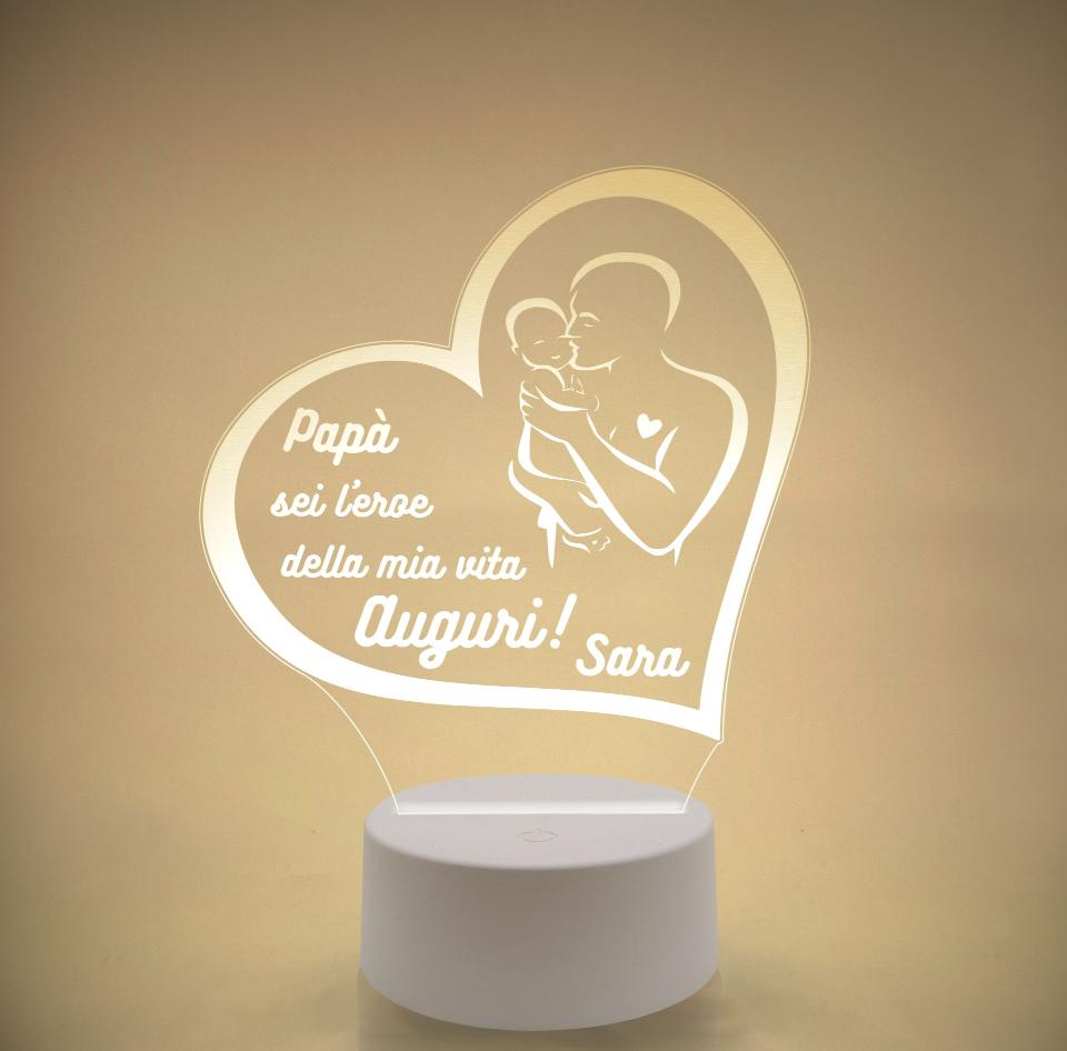 Lampada LED in plexiglass | NIGHT LIGHT | papa' con bimba neonata | festa del papa' BELLINVETRO VR 117
