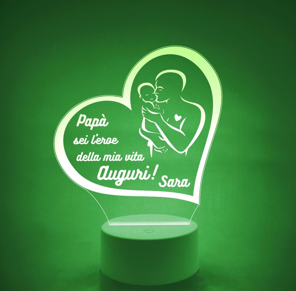 Lampada LED in plexiglass | NIGHT LIGHT | papa' con bimba neonata | festa del papa' BELLINVETRO VR 117