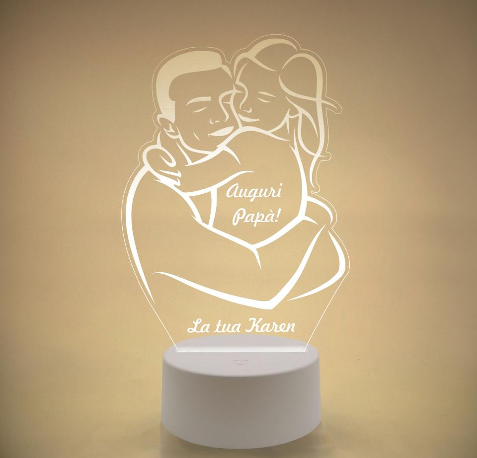 Lampada LED in plexiglass | NIGHT LIGHT | papà e bimba festa del papà BELLINVETRO VR 119