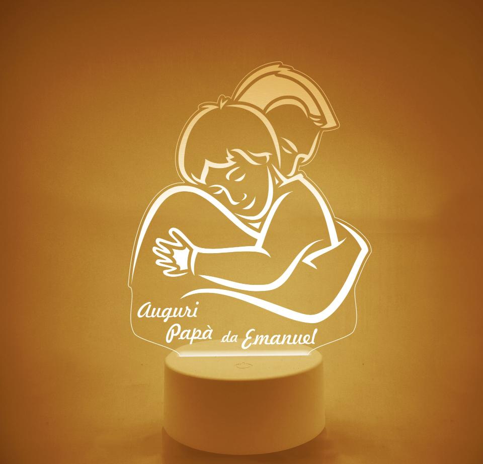 Lampada LED in plexiglass | NIGHT LIGHT | papà con bimbo | festa del papà BELLINVETRO VR 120
