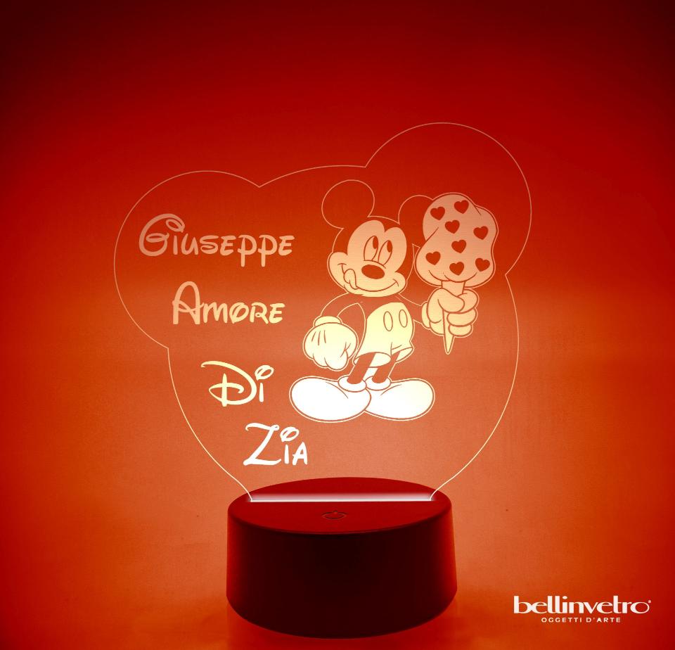 Lampada LED in plexiglass | NIGHT LIGHT | topolino con gelato BELLINVETRO VR 51