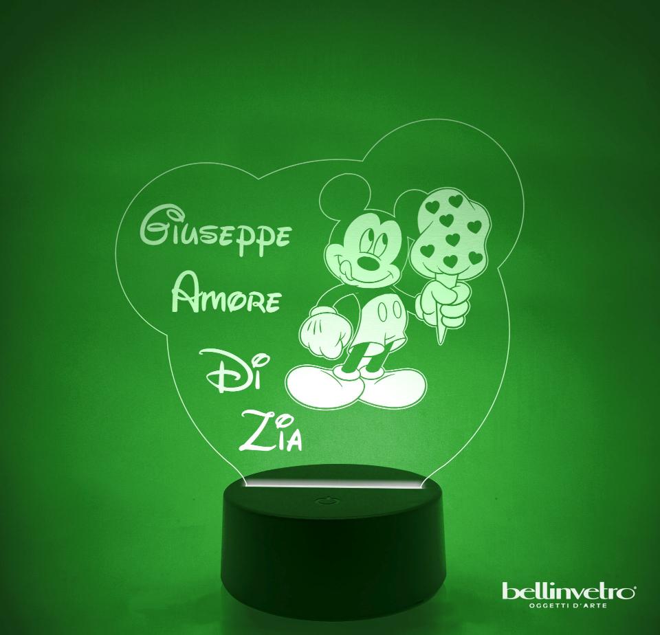 Lampada LED in plexiglass | NIGHT LIGHT | topolino con gelato BELLINVETRO VR 51