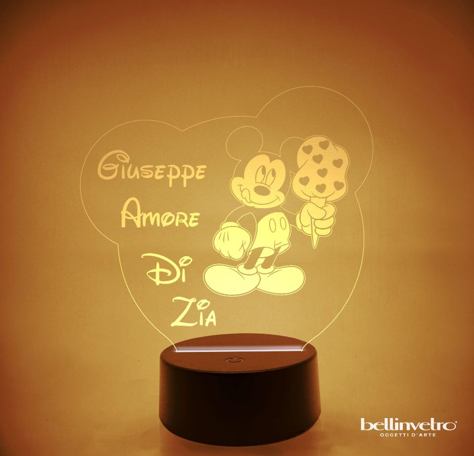 Lampada LED in plexiglass | NIGHT LIGHT | topolino con gelato BELLINVETRO VR 51