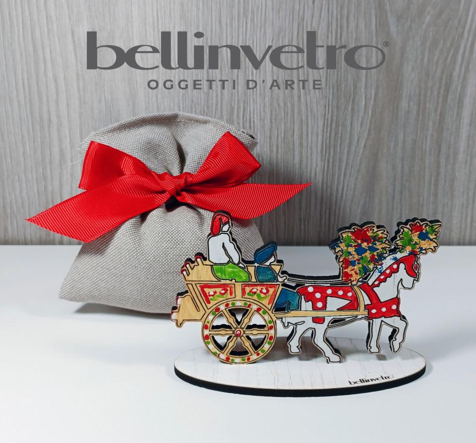 Bomboniera carretto siciliano in legno dipinto a mano eventi - matrimonio BELLINVETRO VR 133