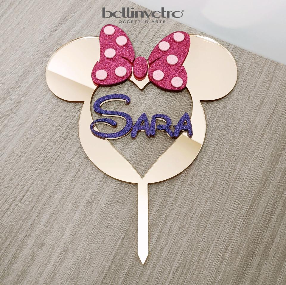 Topper cake  sagoma minnie in plexiglass specchiato BELLINVETRO VR 178