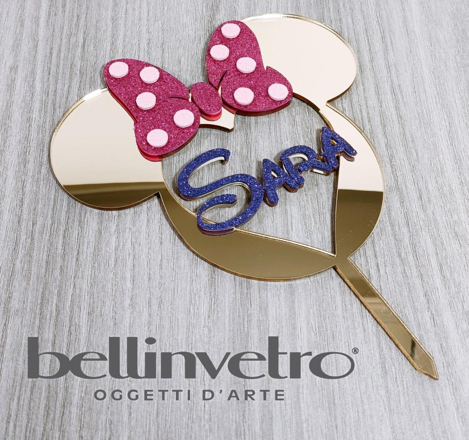 Topper cake  sagoma minnie in plexiglass specchiato BELLINVETRO VR 178