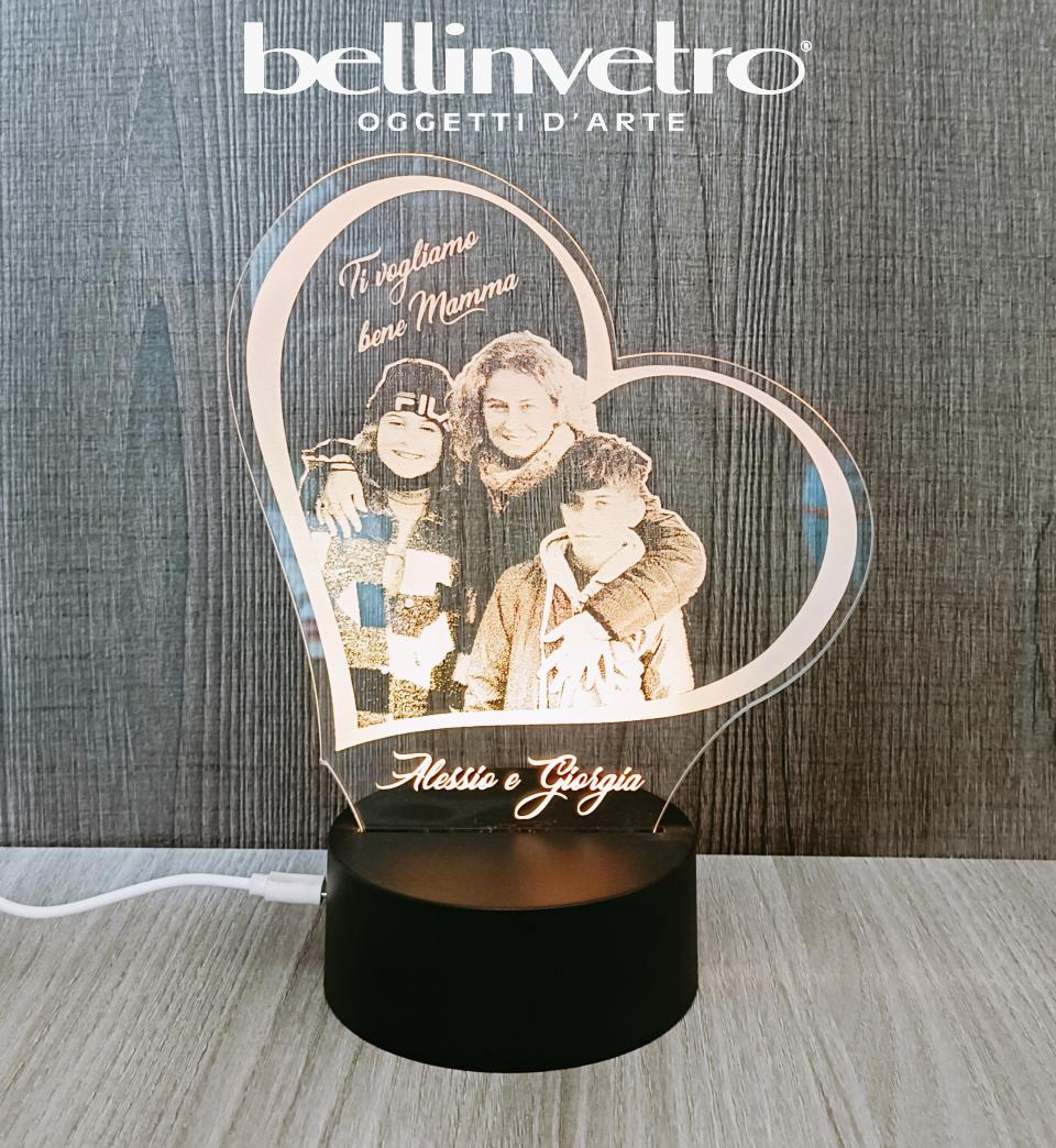 Lampada LED in plexiglass | NIGHT LIGHT | foto con ritratto BELLINVETRO VR 190