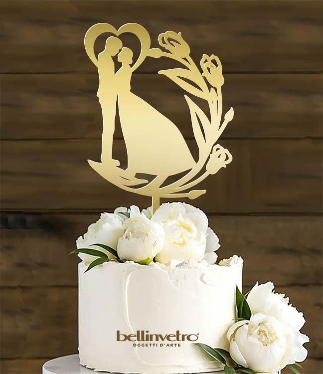 Topper cake sposini in plexiglass specchiato BELLINVETRO VR 182