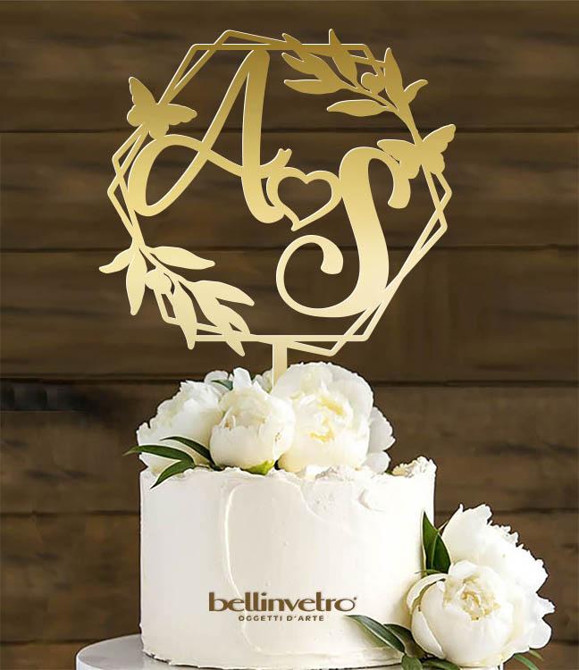 Topper cake iniziali plexiglass specchiato BELLINVETRO VR 231