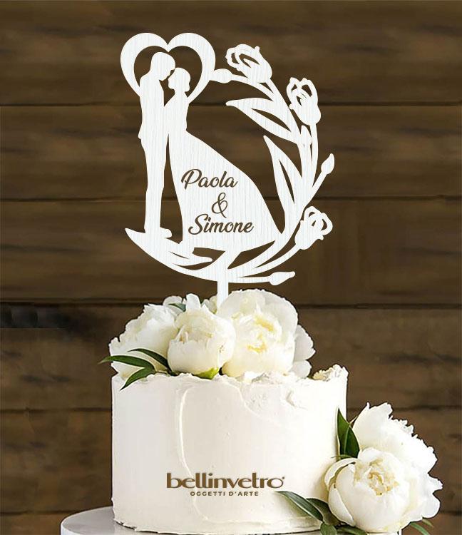 Topper cake sposini in legno BELLINVETRO VR 182
