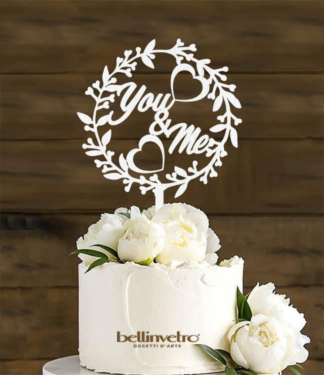 Topper cake you & me   in legno BELLINVETRO VR 218