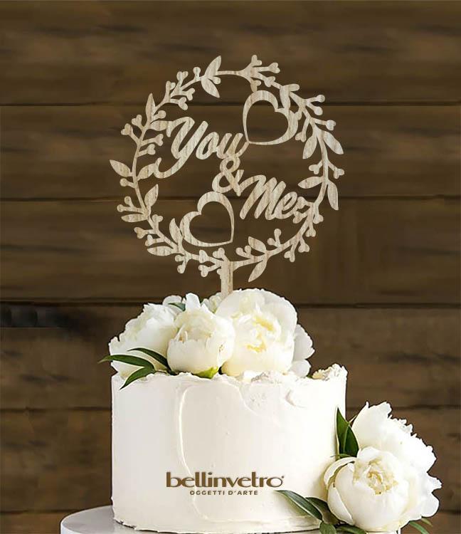 Topper cake you & me   in legno BELLINVETRO VR 218