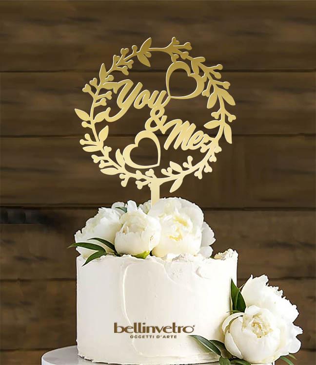 Topper cake anelli you & me  in plexiglass specchiato BELLINVETRO VR 218