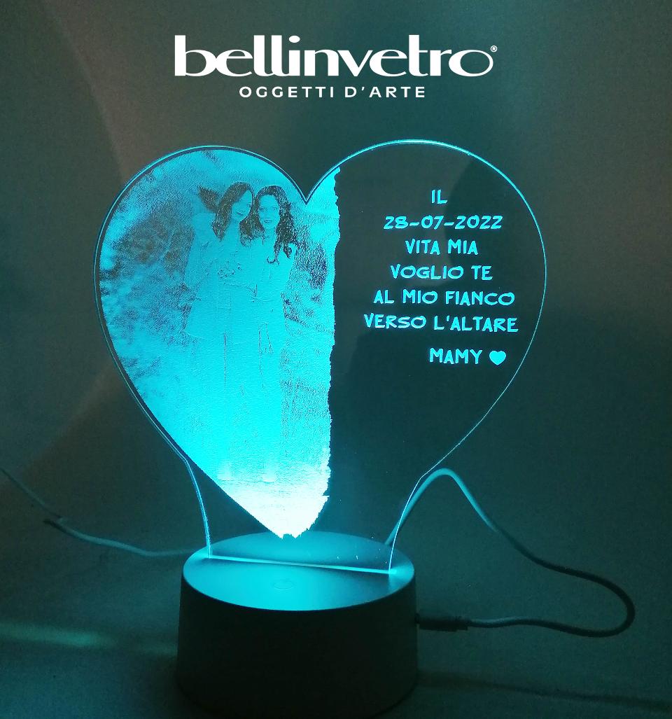 Lampada LED in plexiglass | NIGHT LIGHT | con ritratto BELLINVETRO VR 222