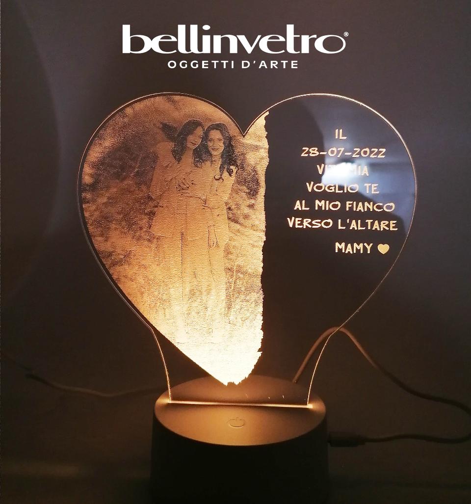 Lampada LED in plexiglass | NIGHT LIGHT | con ritratto BELLINVETRO VR 222