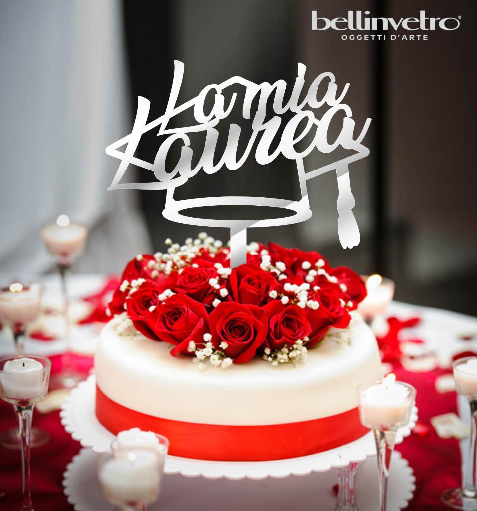 Topper cake  la mia laurea tocco in plexiglass specchiato BELLINVETRO VR 228