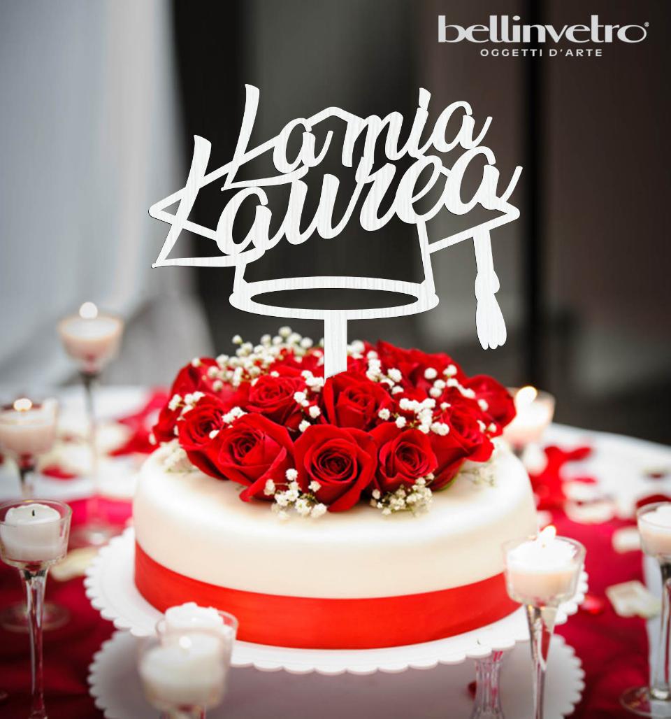 Topper cake la mia laurea con tocco  in legno BELLINVETRO VR 233