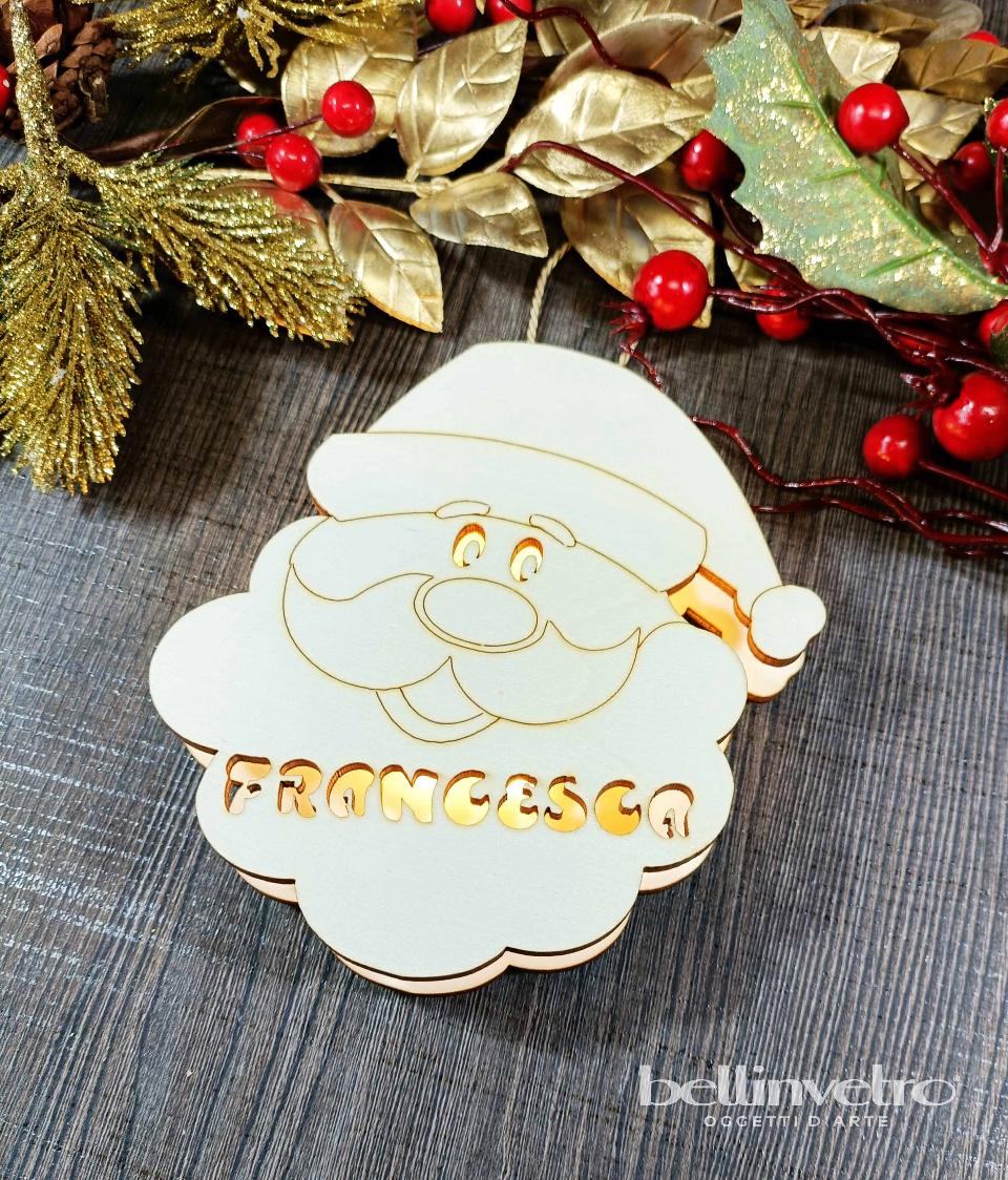 Faccia di babbo natale con luci in legno personalizzabile BELLINVETRO VR 327