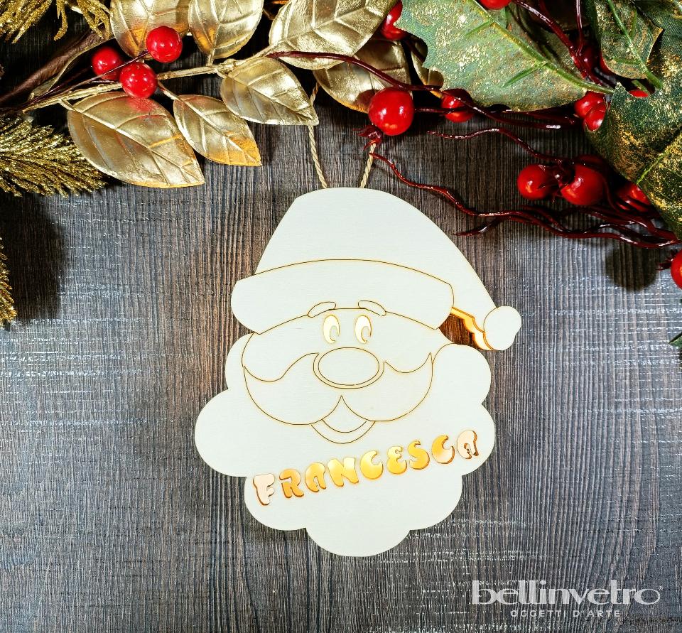 Faccia di babbo natale con luci in legno personalizzabile BELLINVETRO VR 327