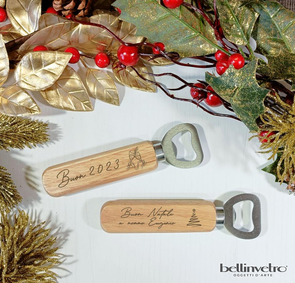 Apribottiglia in legno personalizzato natale BELLINVETRO VR 361