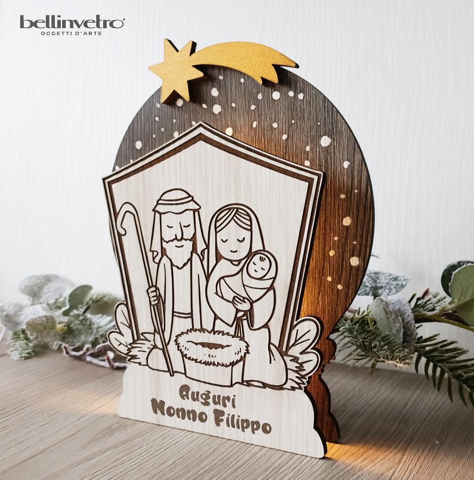 Sacra famiglia in legno con luci led BELLINVETRO VR 340