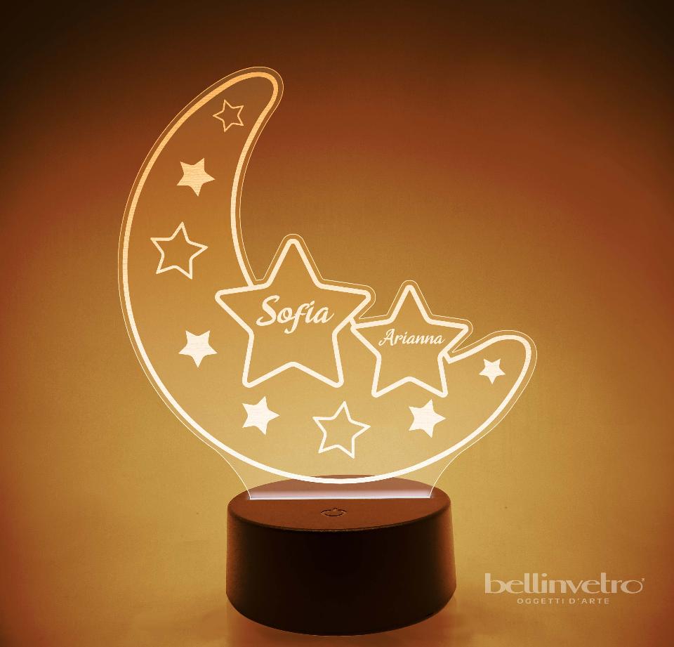 Lampada led luna con stelle BELLINVETRO VR 396